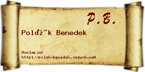 Polák Benedek névjegykártya
